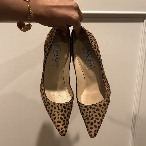 Jimmy Choo Pre-owned Pony Skin Leopard Print Pointy Pumps - Picture 1 of 7